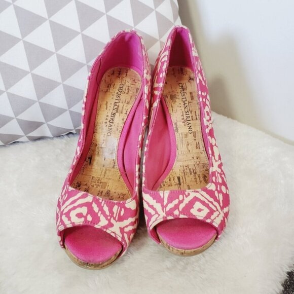 Christian Siriano Kate Canvas Cork Platform Barbie Aztec Beach Holiday Heels 6.5 - Picture 3 of 6